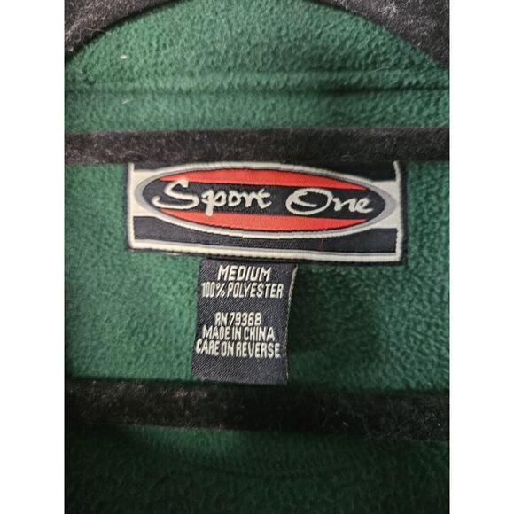 Vintage Sport One Green Bay Packers 3/4 Zip Green Fleece Sweatshirt Mens Medium - Picture 3 of 5
